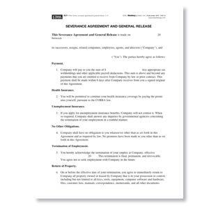 NJ Severance Agreement and General Release Form