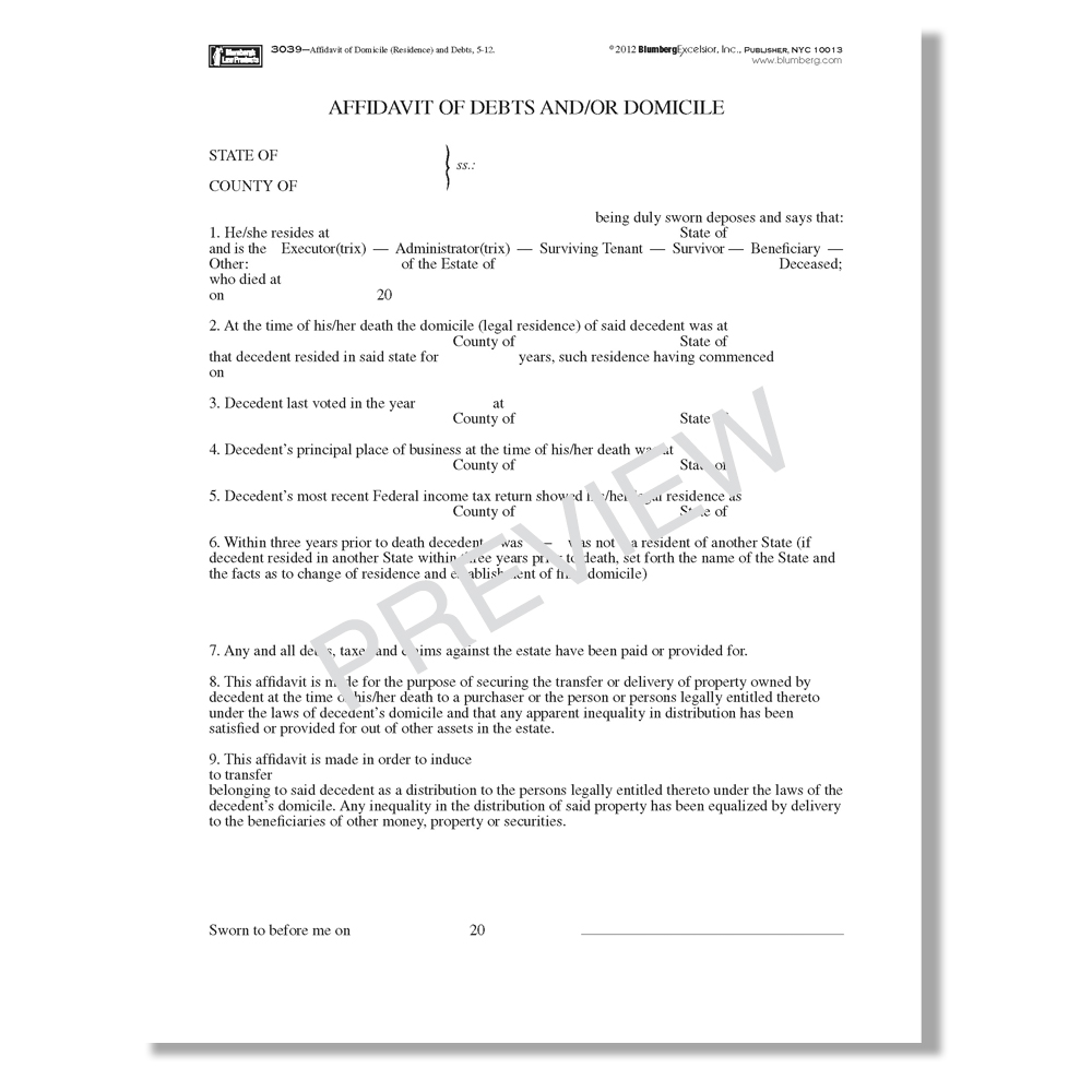 Blank Affidavit Form For Any Purpose