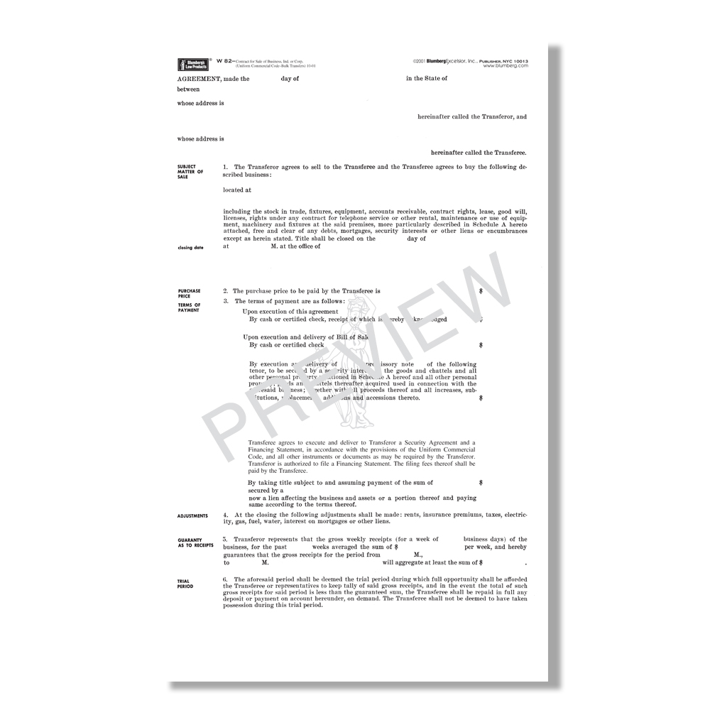 Blumberg Nationwide Bulk Transfer Forms For Sale Of A Business Ucc
