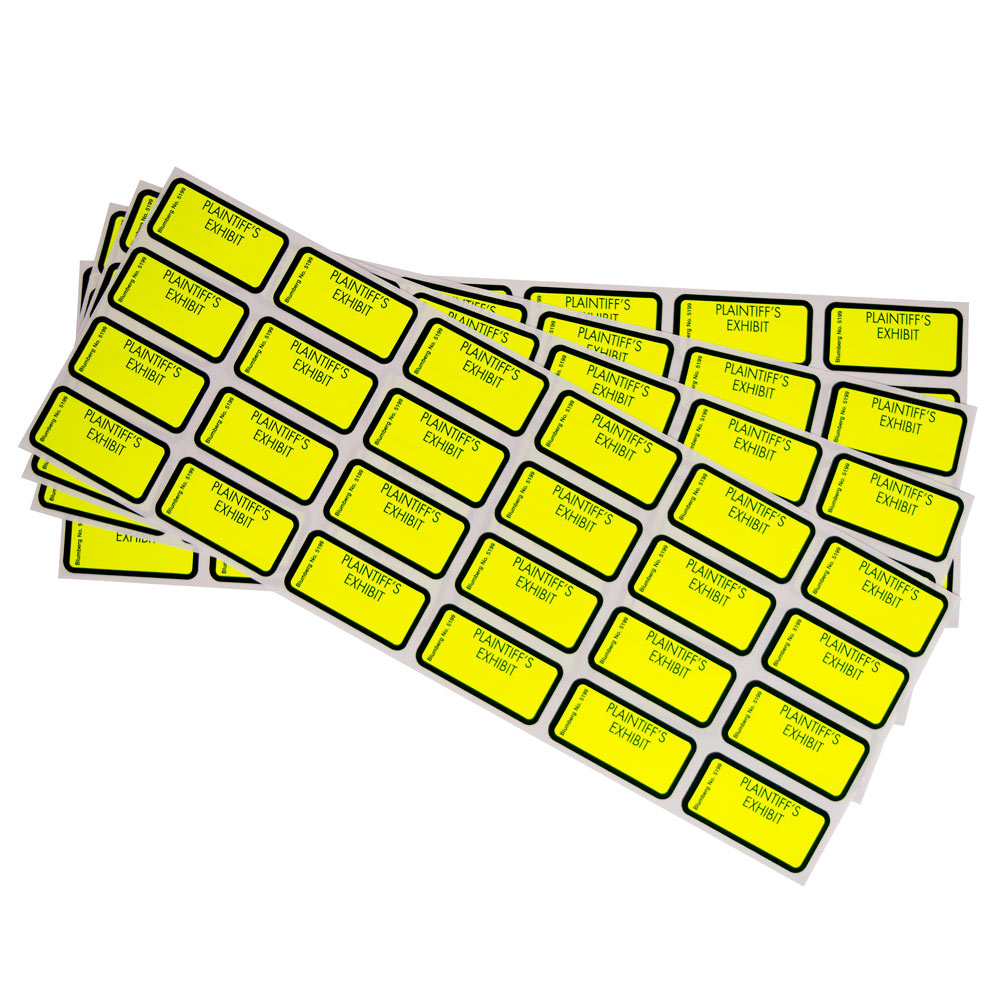 PLAINTIFFS EXHIBIT NO FOR ID Labels Stickers Yellow 492 per pack