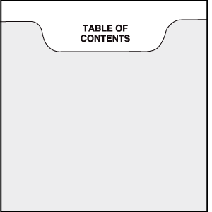 Tab Divider for TABLE OF CONTENTS Bottom Tabbed